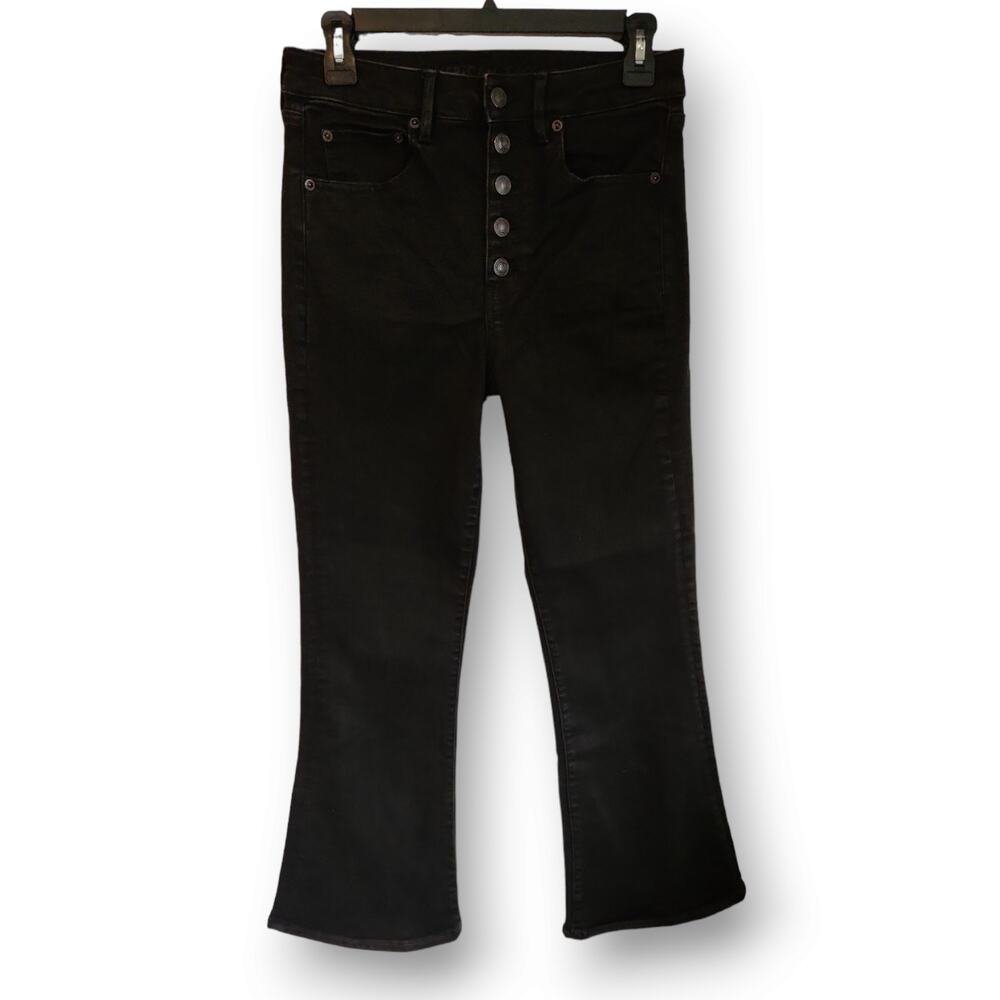 American Eagle Black Jeans Next Level Stretch HighRise Flare Size 6R